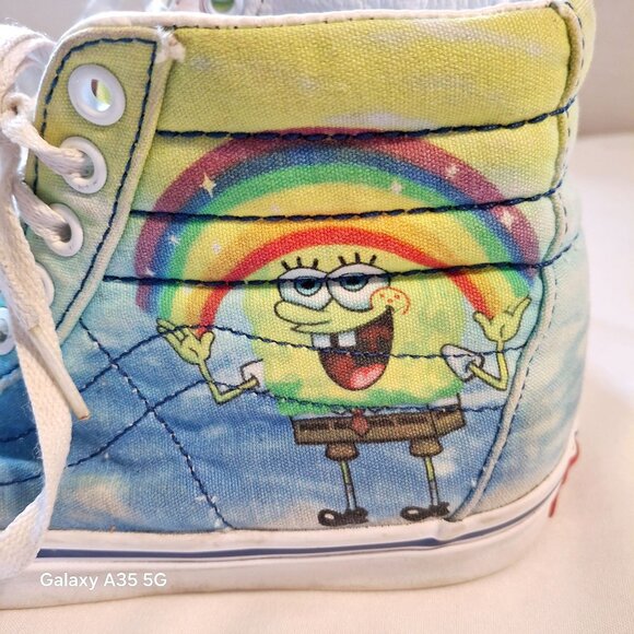 Vans Off The Wall SpongeBob SquarePants High-Top Sneakers Tie-Dye Canvas Multi-C - Picture 4 of 14